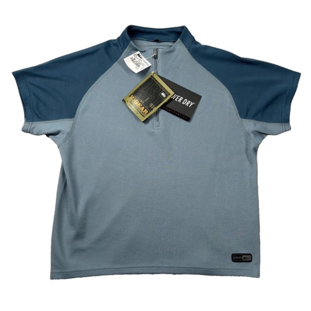 REI Shirt Womens‎ L Polartec Power Dry OXT Zip Top Wicking Aerobic Boxy Splash